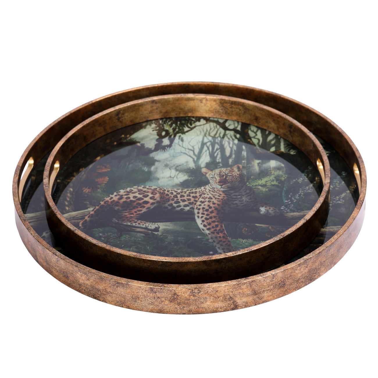 Lounging Leopard Decorative Tray Set – 2 Piece