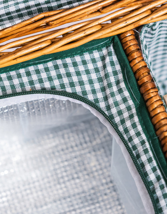 Gingham Picnic Hamper for Two – Leather Handle Set