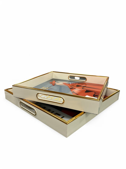 Glamour Square Decorative Tray Set – 2 Piece
