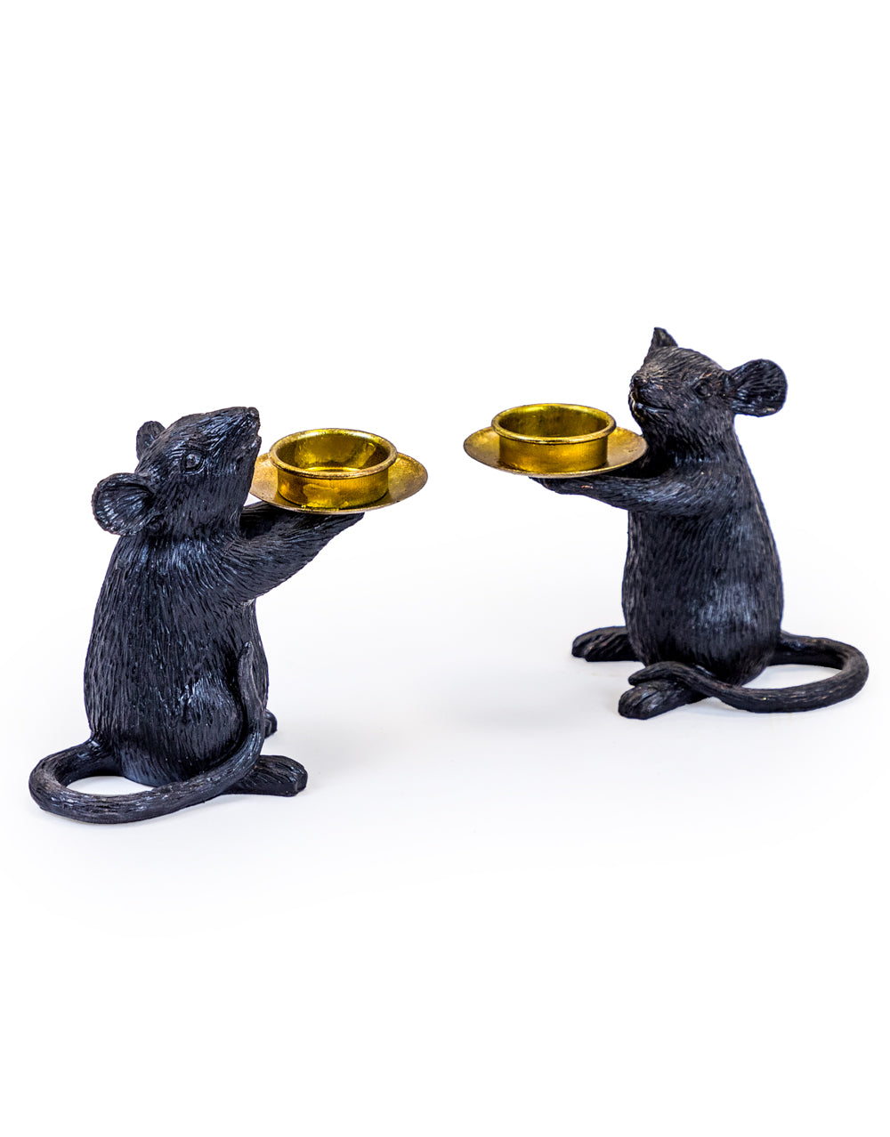 Mouse Candle Holder Pair – Black